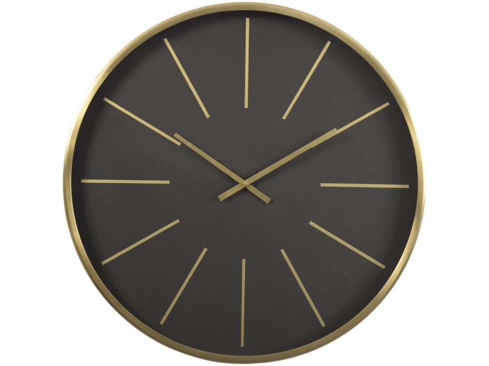 Black and brass numeral steel wall clock Louise Jackson Interior Design