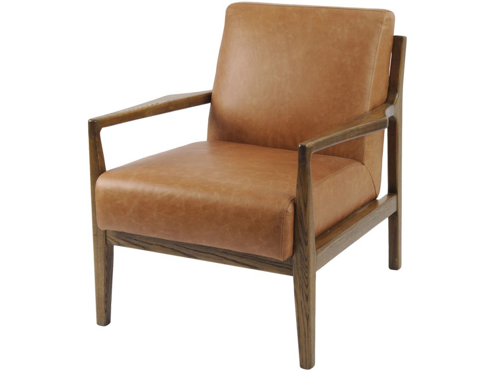 Albury Tan Leather And Wood Occasional Chair Louise Jackson Interior